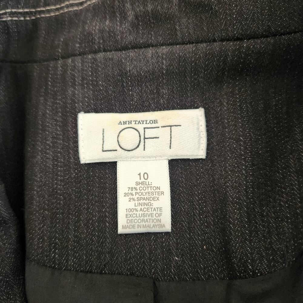 LOFT Ann Taylor Black Striped Blazer - White Contrast Stitch - Lace-Up Back - 10 - Picture 6 of 13